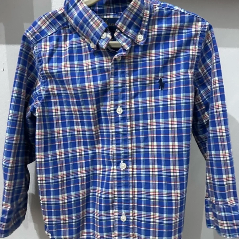RALPH LAUREN 🐎 Boys Blue Plaid button down - Size 2T - Picture 5 of 6